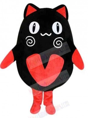 Cute Black Cat Mascot Costume Animal with Red Ears