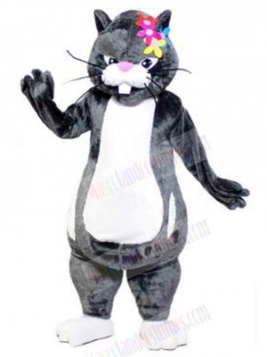 Fierce Black Cat Mascot Costume Animal with Buck Teeth