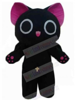 Black Cat Mascot Costume Animal with Cross Pendant