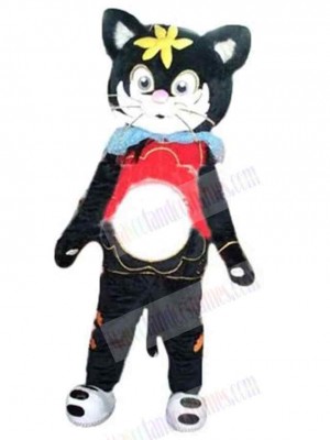Cute Black Flower Cat Mascot Costume Animal