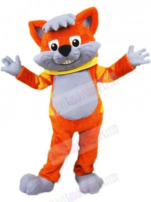 Orange Cat Mascot Costume Animal with Gray Belly