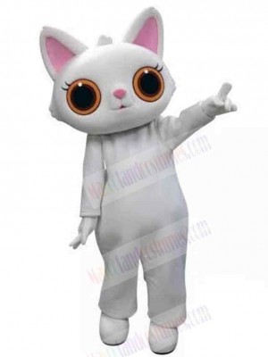 Big Eyes White Cat Mascot Costume Animal