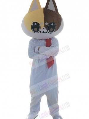 Cute White Doodle Cat Mascot Costume Animal