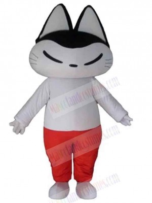 Black and White Cat Mascot Costume Animal in Red Pants