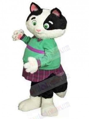 Fat Cat Mascot Costume Animal in Green Clothes