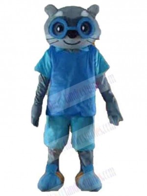 Funny Cat Mascot Costume Animal with Blue Glasses