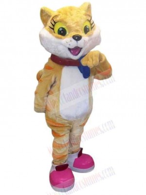 Superb Happy Yellow Cat Mascot Costume Animal