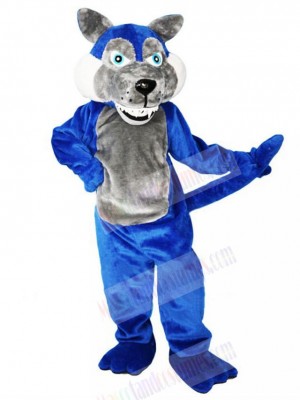 Blue Wolf Mascot Costume Animal with Gray Belly