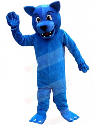 Cute Smiling Blue Wolf Mascot Costume Animal