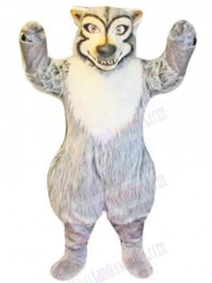 Cute Strong Gray Wolf Mascot Costume Animal with White Belly