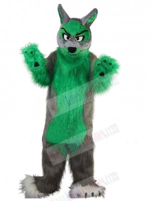 Power Green and Strong Wolf Mascot Costume Animal