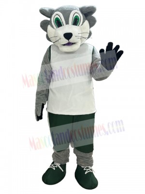 Gray Wolf in White Vest Mascot Costume Animal