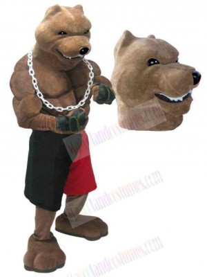 Ferocious Muscle Brown Wolf Mascot Costume Animal