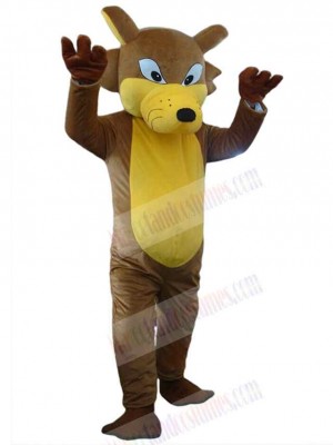 Brown Wolf Mascot Costume Animal with Yellow Belly