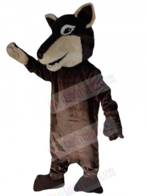 Pointed Mouth Brown Wolf Mascot Costume Animal