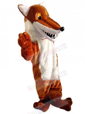 Pointed Mouth Orange Wolf Mascot Costume Animal