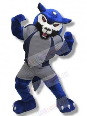 Power College Blue Wolf Mascot Costume Animal