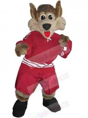 Flexible Furry Brown Wolf Mascot Costume Animal