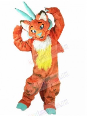 Long-horned Orange Wolf Mascot Costume Animal