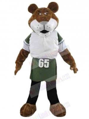 Brown Tiger Mascot Costume Animal in Sportswear