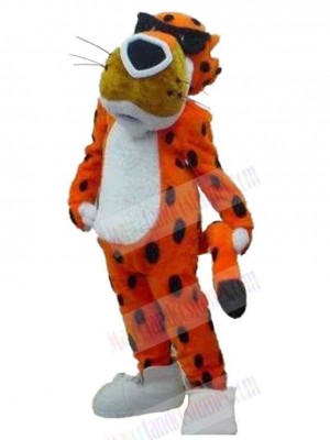 Orange Cheetah Leopard Mascot Costume Animal with Glasses