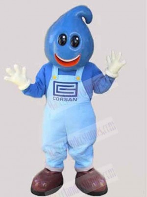 Blue Snowman Mascot Costume Cartoon in Overalls