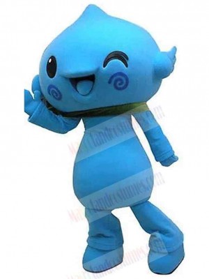 Cute Blue Snowman Mascot Costume Cartoon