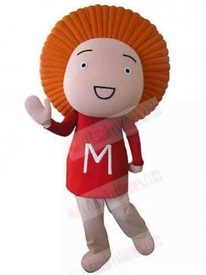 Snowman Mascot Costume with Orange Hair