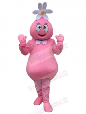 Pink Snowman Mascot Costume Cartoon