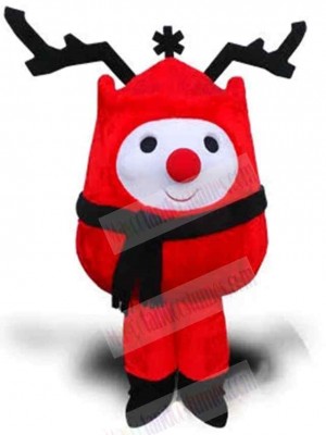 Red Clothes Snowman Mascot Costume Cartoon