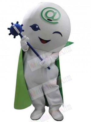 Snowman Mascot Costume with Green Cape
