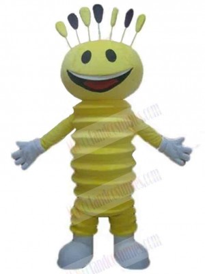 Yellow Cheerful Snowman Mascot Costume Cartoon