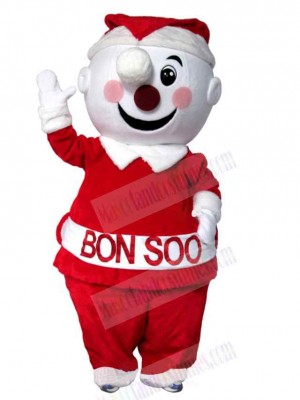 Christmas Snowman Mascot Costume in Red Clothes