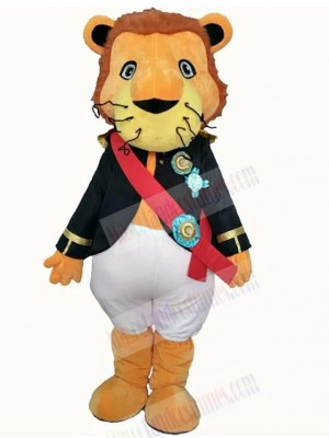 Cool Badge Soldier Lion Mascot Costume Animal