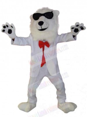Cool Lion Mascot Costume Animal in White Suit