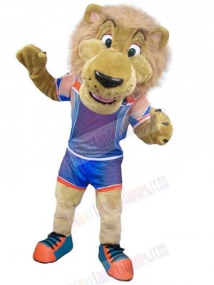 Smiling College Lion Mascot Costume Animal