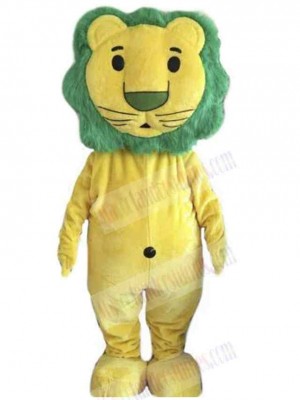 Green Hair Yellow Lion Mascot Costume Animal