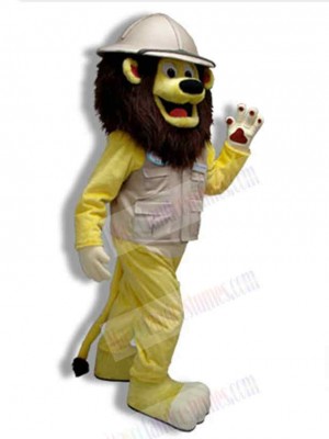 Waving Yellow Lion Mascot Costume Animal