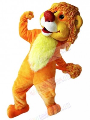 Red Nose Smiling Lion Mascot Costume Animal