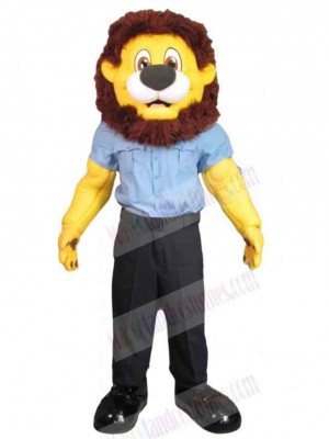 Staff Lion Mascot Costume Animal in Blue Uniform