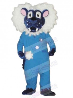 Blue and White Lion Mascot Costume Animal
