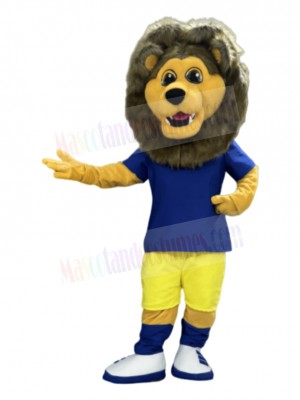Lion Mascot Costume Animal in Royal Blue T-shirt