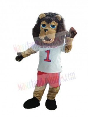 Sport Lion in White T-shirt Mascot Costume Animal