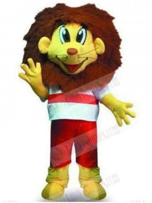 Lion Mascot Costume Animal in Red and White Striped T-shirt