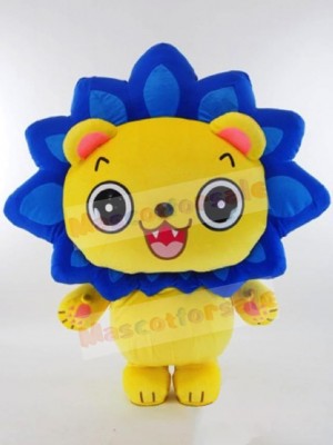 Blue Mane Yellow Lion Mascot Costume Animal