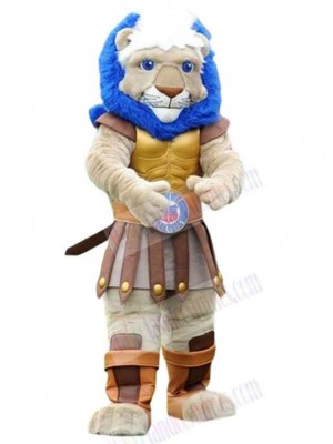 Knight Blue Mane Lion Mascot Costume Animal