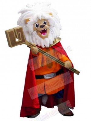 Funny Lion Mascot Costume Animal with Cape and Hammer