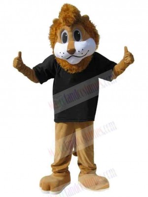 Lion Mascot Costume Animal in Black T-shirt