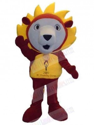 Yellow Mane Red Lion Mascot Costume Animal