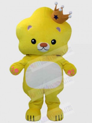Brown Crown Yellow Lion Mascot Costume Animal